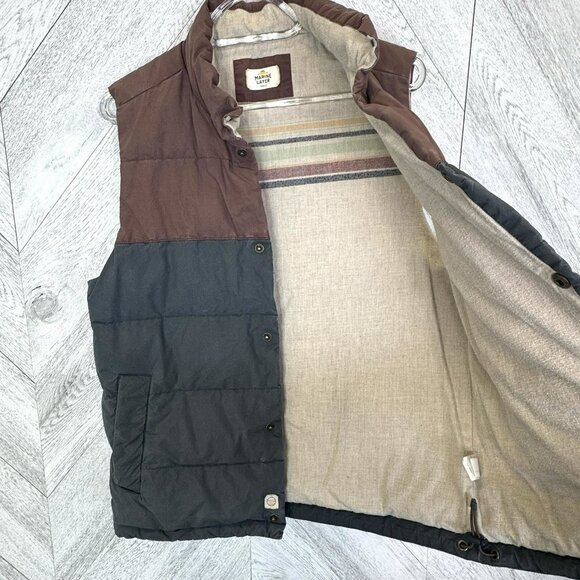 Marine Layer Puffer Vest Mens Size Small Flannel Lined Down Fill Snap Front - Picture 7 of 8